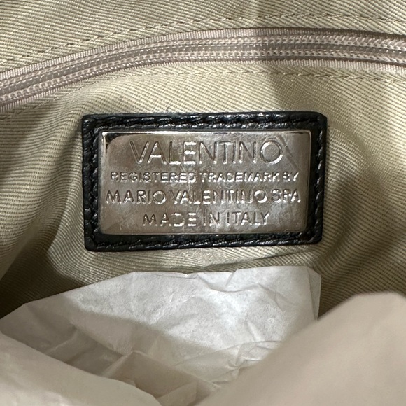 Valentino Estelle Rock Studded Pebbled Leather Black Tote Shoulder Bag - Picture 8 of 14